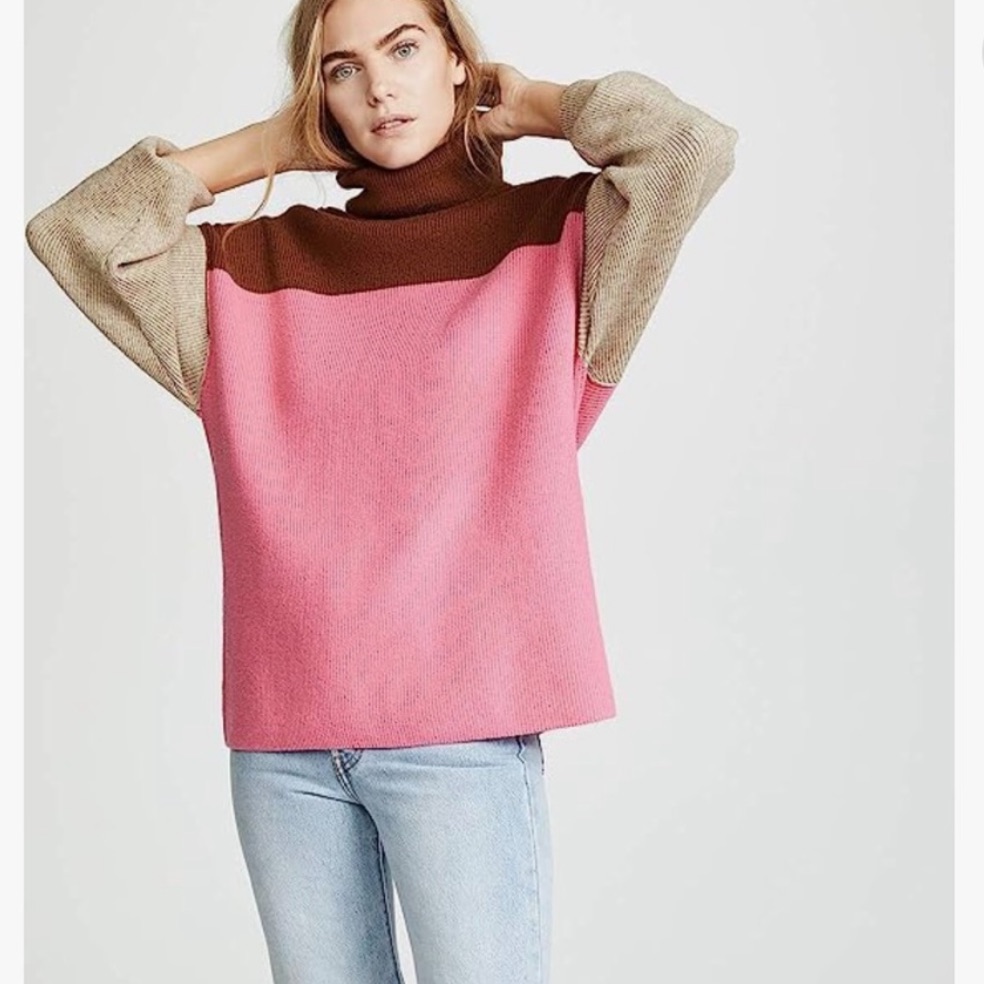 Free People Colorblock Turtleneck Sweater